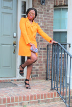 Load image into Gallery viewer, Orange Long sleeves blazer dress