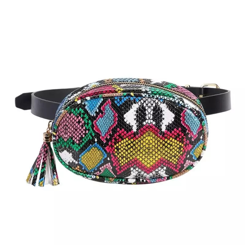 Multicolor skin waist bag