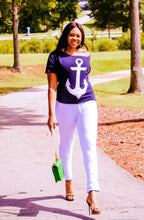 Load image into Gallery viewer, Off shoulder Top with Anchor Design lounge  set