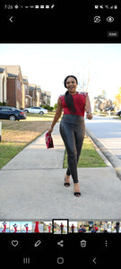 Shoulder Pad Top with Pearls