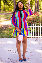 Load image into Gallery viewer, 3 Quarter Lantern Sleeve Multicolored Skater Mini Dress